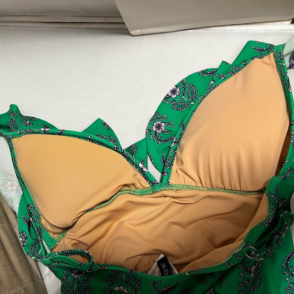 J. Crew Green and Purple Floral Swimsuit - Picture 6 of 8